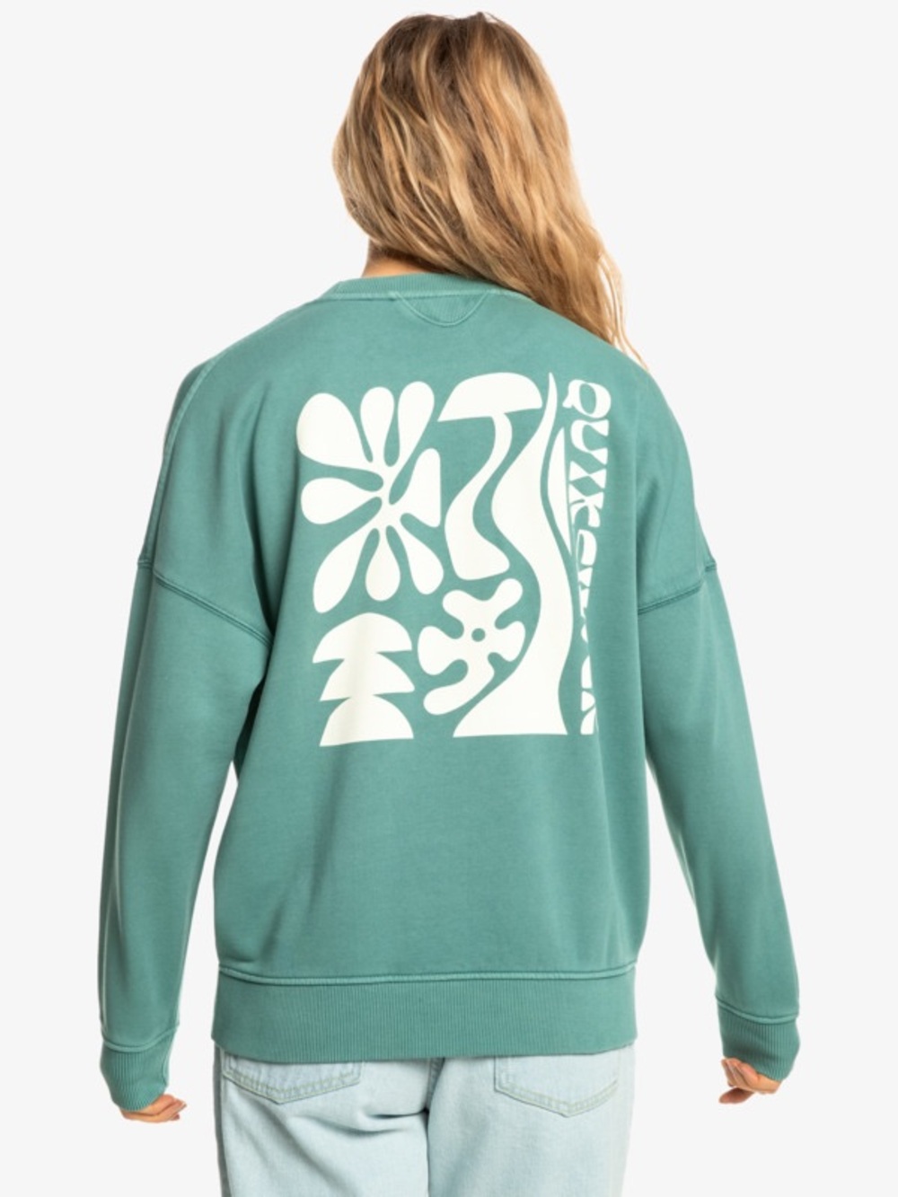 Quicksilver Vintage Retro Logo Teal Crewneck Sweatshirt